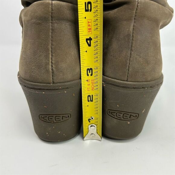 KEEN Akita Light Brown Leather Pull-On Wedge Mid-Calf Pull On Boots Size 8.5 - Picture 9 of 12